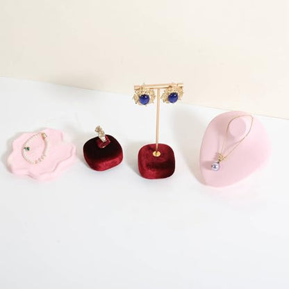 Velvet Earring T Bar Stand Jewelry Display, Earring Display Holder for Selling, Jewelry Storage Organizer【Red】 - color: Red