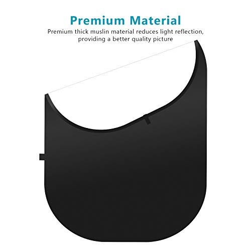 Neewer 5x7ft/1.5x2m Chromakey Foldable Backdrop with Stand 8.5ft/2.6m, 2-in-1 Reversible Black White Green Background Panel for Photography Studio, Live Streaming, Video Calls, Games - color: Black+White