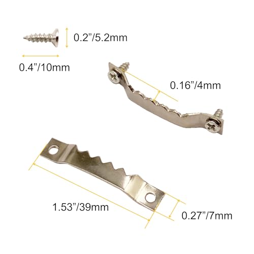 100 Pack Small Sawtooth Picture Hangers Steel Picture Hangers Picture Frames Hangers with Screws Picture Hang Solutions, for Hanging Clock Paintings Artwork Picture Frame Hook Photos (Silver) - color: Small Silver - 100 Pack