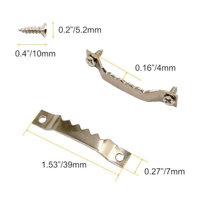 100 Pack Small Sawtooth Picture Hangers Steel Picture Hangers Picture Frames Hangers with Screws Picture Hang Solutions, for Hanging Clock Paintings Artwork Picture Frame Hook Photos (Silver) - color: Small Silver - 100 Pack