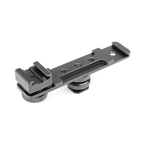 ChromLives Hot Shoe Extension Bar Mount, Cold Shoe Extension Flash Bracket, Dual Straight Mount Flash Bracket Compatible with Nikon Canon Sony Olympus DSLR Camera Camcorder DV - color: Camera flash bracket