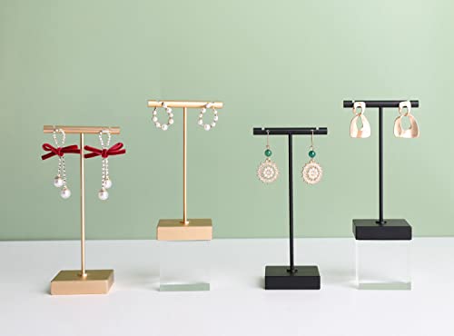 Black earring T Stand, Metal Earring Display stand for selling, Small Jewelry earring storage organizer, Mini earring holder for online Photography Props【Black-Square Base Height 5.1 inch】 - color: Black