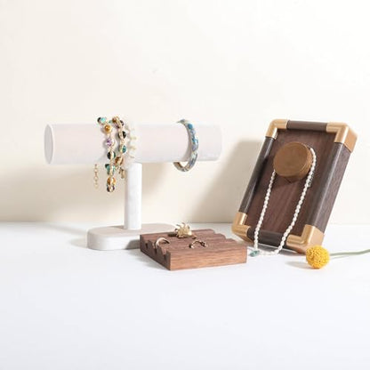 Bracelet T Bar Display for Selling, Wahtch Stand Jewelry Display, Velvet Bangle Holder Organizer【Beige】 - color: Beige