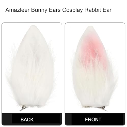 2pc Women Bunny Rabbit Ear for Easter Halloween Cosplay Costume Prop Hair Accessories s (White, Onesize)