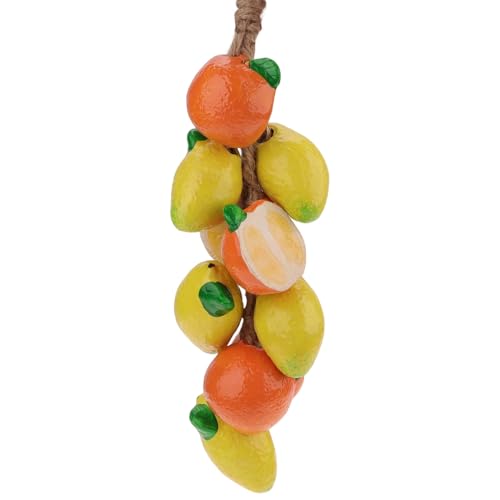 Woration Hanging Artificial Fuax Yellow Lemon & Orange Fake Cute Fruits Ceramics Decoration String Garland Home Kitchen Farmhouse Porch Photography Props 1Pack - color: Ceramic Lomen & Orange