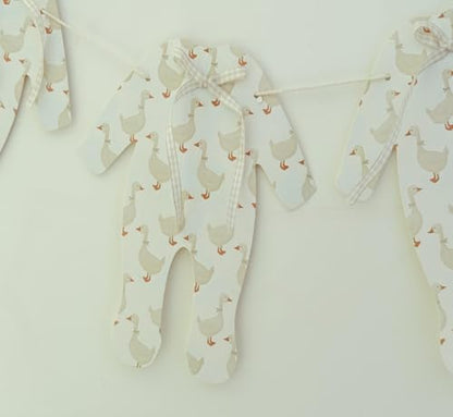 Goose Theme Banner - Little Goose Baby Shower Decoration, Six Large Pajamas with Ribbon Bow,Neutral Color,Anniversary Birthday Party Photo Shoot Background Props