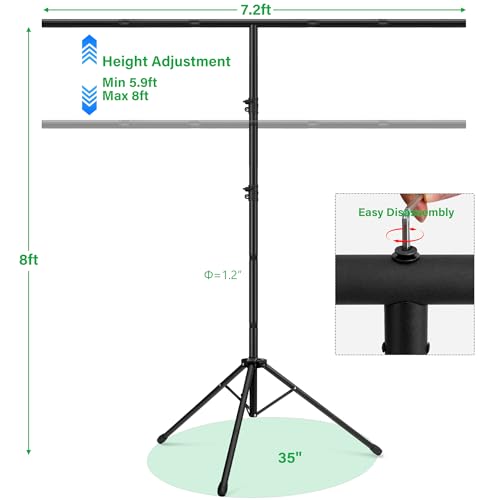 Green Screen Backdrop Kit 8X7.2ft,Portable greenscreen Background with Stand,Adjustable T-Shape Photo Backdrop Stand for Photography, Streaming,Video,Studio,Party,Zoom