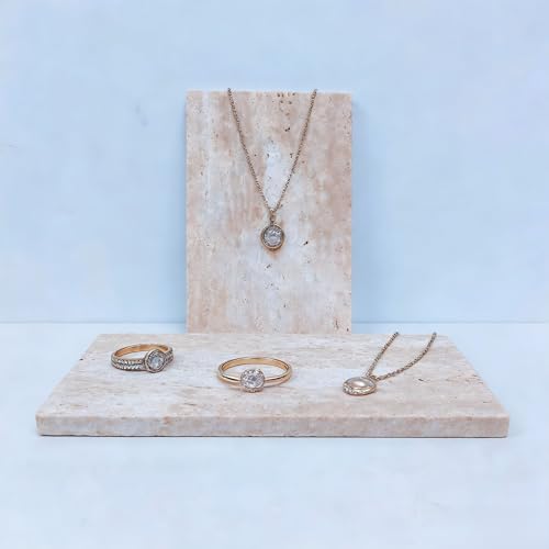Natural Travertine Stone Display Tiles, Decorative Photography Props for Jewelry, Cosmetics, Home Decor, Beige Stone Blocks (10cm*15cm) - size: 10cm*15cm