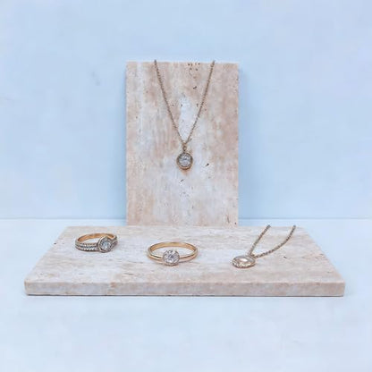 Natural Travertine Stone Display Tiles, Decorative Photography Props for Jewelry, Cosmetics, Home Decor, Beige Stone Blocks (10cm*15cm) - size: 10cm*15cm