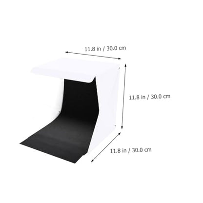 Happyyami Portable 30cm Photo Light Box with LED Strip, Foldable Photography Light Tent Kit with Black and White Backdrops for Product Photography and Small Business Use