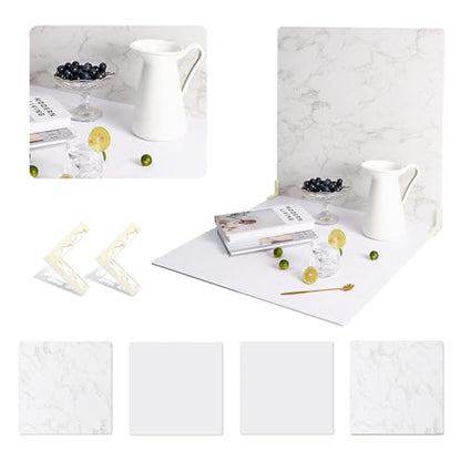 2 PCS Boards Photo Backdrop 2 Marbles Texture for Flat Lay, Food Photography Background 24x24 Inch, BEIYANG (Marble+Marble) … - color: Marble + Marble 24x24