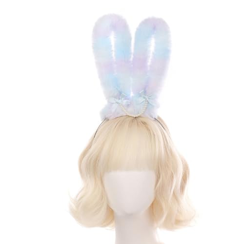 Easter Rabbits Ears Hairband Photo Props Easter Hair Hoop Hairband Party Headpiece Fun Headbands for Music Festival(Blue)