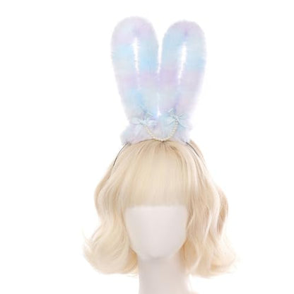 Easter Rabbits Ears Hairband Photo Props Easter Hair Hoop Hairband Party Headpiece Fun Headbands for Music Festival(Blue)