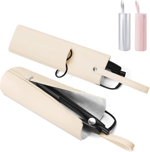 BUBM Hot Iron Holder & Mat, Heat Resistant Hair Tools Travel Bag Portable Organizer Cover Pouch for Curling Irons, Flat Irons, Hair Straightener and Styling (Beige) - color: Beige