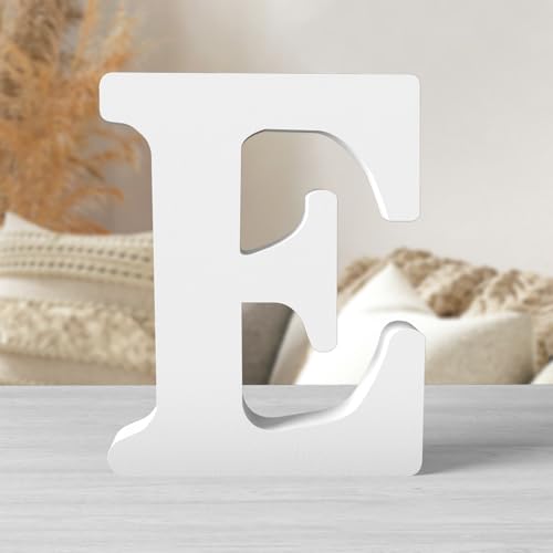 8 Inch White Wood Letters Unfinished Wood Letters for Wall Decor Decorative Standing Letters White Block Letters for wall Decoration for Craft Home Party Projects (E) - color: White-E, size: 8 inch