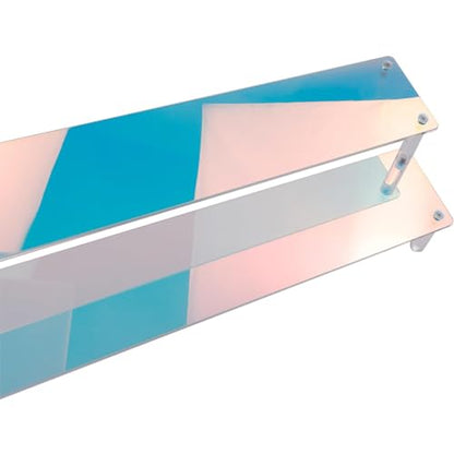 MY MIRONEY 2 Tier Acrylic Riser Display Shelf Iridescent Display Stand Figurines Decoration Organizer Cupcakes Holder for Display Food Desserts Collectibles Perfume Makeup(15.75" x 5.04" x 3.94") - size: 15.75" x 5.04" x 3.94"
