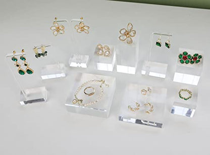 2pcs Acrylic earring display risers, Jewelry display riser stand, clear ring risers for display selling【2pcs 1.57 L x1.57 W x1.57 H inch】 - size: 1.57 L x1.57 W x1.57 H inch 2pcs