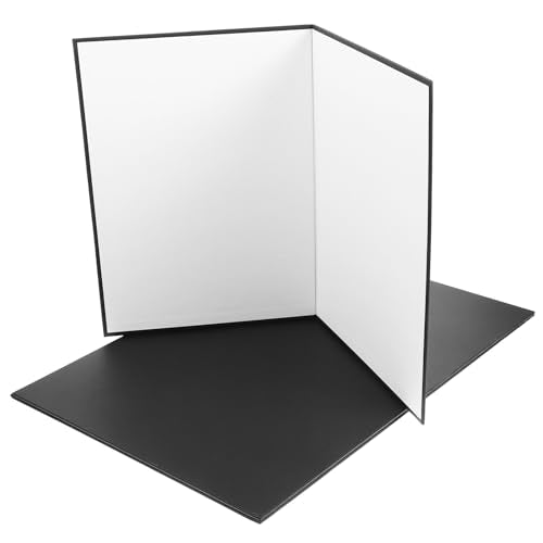 PRETYZOOM 2pcs Foldable Cardboard Light Reflector Set, White Black Silver Double-Sided Photography Reflector for Camera Accessories, Food and Still Life Photo Diffuser, Portable Studio