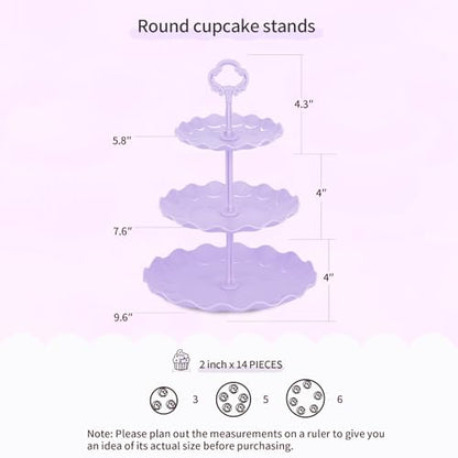 Pack of 11 NWK Cake Stand Set, with 3 x Two-Tier and 3 x Three-Tier Cupcake Stands, 4 x Appetizer Trays, 1 x Tablecloth for Birthday Bridal Baby Shower Party (Colorful) - color: Colorful