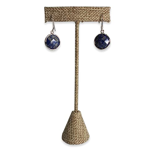 6Pcs Set Earring T Stand Display Set, Jewelry Display Stand for Showroom and Tradeshow Showcase Displays, various materials, 4 1/2 H in; 5 3/4 H in; 6 3/4 H in (Burlap) - color: Burlap