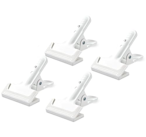 Heavy-Duty Spring Clamps (4-Pack) - 4" Clips for Photography Backdrops, Woodworking, and Home Improvement (White)