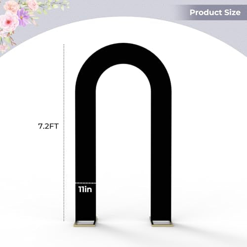 Babenest 7.2Ft Spandex Open Arch Backdrop, Fitted Double-Sided U-shaped Wedding Arch, Round Top Chiara Stand Cover for Ceremony, Baby Shower, Birthday Party Decoration (Black) - color: Black