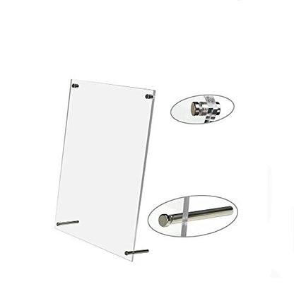 B&NN Acrylic Picture Frame Floating Look，3MM + 3MM Thickness Clear Photo Frame ，Desktop Frameless Display ，Self Standing (6x8) - size: 6" x 8"