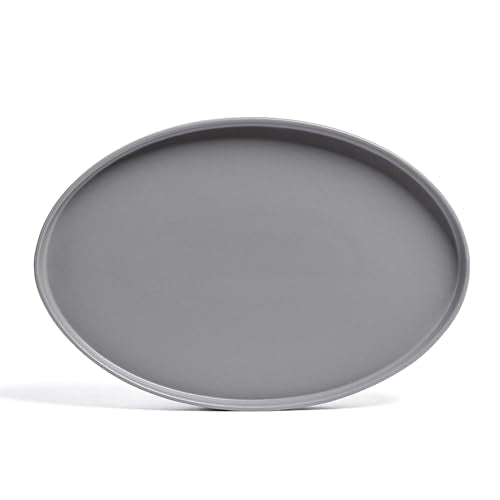 over&back Stackable Stoneware Serving Platter - Elegant 1-Piece Oval Serving Platter to Complete Your Kitchen Set - Perfect for Appetizers, Desserts, and More - 16" L x 11" W - Semi-Matte Charcoal - color: Semi-matte Charcoal, size: Oval Platter (16" L X