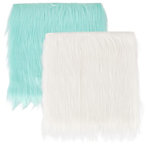 CREATCABIN 2 Packs Small Square Blue White Faux Fur Sheepskin Cushion Fluffy Plush Area Rug Small Product Photo Background 12’’ Luxury Photo Props for Tabletop Photography Jewelry Nail Art Home Decor - style: Blue & White