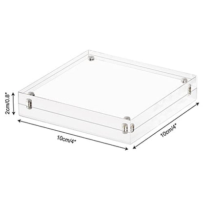 AMEITECH 4x4 Inch Acrylic Picture Frame, Clear Double Sided Block Acrylic Photo Frames, Desktop Frameless Magnetic Photo Frames - size: 4 x 4 inch