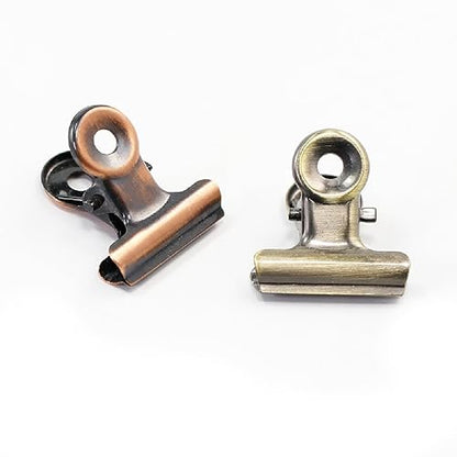 YUCHIYA 10 Pack Bulldog Clips with 10 Push-pins, Paper File Clips with Strong Spring, Large Metal Binder Clips, Seal Clamps for Coffee Tea Food Bags(Bronze,2inch) - color: Bronze, size: 2 inch