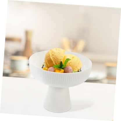 ABOOFAN Nordic Style Ceramic Dessert Bowl White Multi Function Food Serving Bowl for Ice Cream Fruit Salad Creative Design for Parties Family Gatherings Restaurants Photo Props
