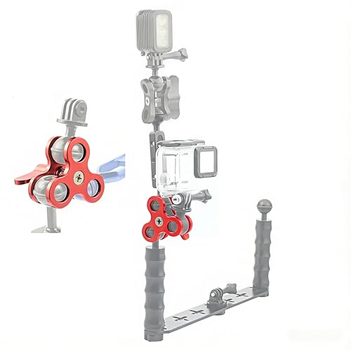9-inch Double Ball Aluminum Extension Arm Set, 1-inch Ball with Three-Hole Butterfly Clamp, Saltwater-Grade Corrosion and Rust Resistant, for Underwater Strobes/Video Lights/Camera Rigs