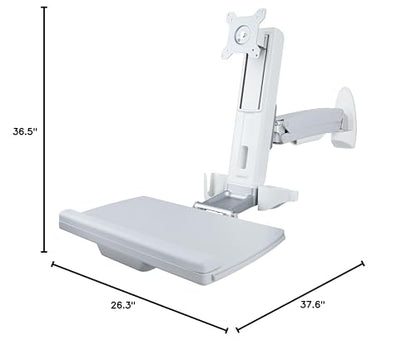 StarTech.com Wall Mount Workstation, Full Motion Sit Stand Desk w/Height Adjustable VESA Monitor Arm & Keyboard Tray, Ergonomic Wall Mounted Computer Workstation, Single Display, TAA - color: Silver, style: Wall Mount – Spring Arm