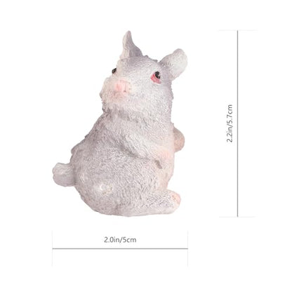 Yardwe Decorative Bunny Resin Figurines 2pcs Set Neutral-Tone Rabbit Model Artware Bonsai Props for Home Garden Micro Landscape Accents Easter Table Decoration