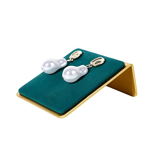 Gold earring stands and displays for show, Green velvet earring holders, Jewelry display stands for selling【Green】 - color: Green