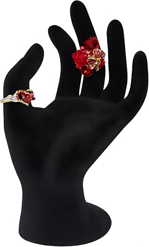 Hand-Shaped Jewelry Display Stand - 7-Inch Black Velour Holder for Rings, Bracelets & Photo Props