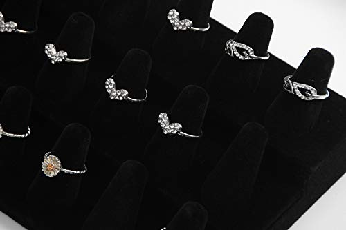Stratalife Ring Holder 18 Slot Finger Ring Display Jewelry Holder Organizer Storage Jewelry Display Stand for Vendor Selling Velvet Black
