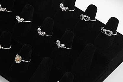 Stratalife Ring Holder 18 Slot Finger Ring Display Jewelry Holder Organizer Storage Jewelry Display Stand for Vendor Selling Velvet Black