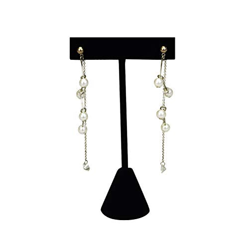 Ikee Design 6 Pcs Set Premium T- Shape Style Earring Display Stand, Earring Stand Jewelry Display for Showroom, Tradeshow, and Showcase, 2 1/2 W x 4 1/2 H in, Black Velvet - color: Black Velvet, 4.5" High