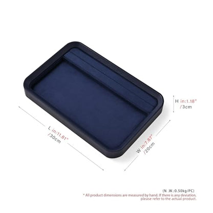 Oirlv Jewelry Display Tray for Vendors Velvet Jewelry Tray with Compartments for Rings and Bracelets(Blue) - color: Blue P21602