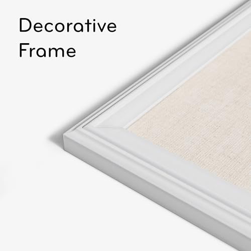 U Brands Bulletin Board, 18 x 24 Inch Linen Fabric Pin Board, Farmhouse White Wood Style Frame, Wall Message Center & Vision Board for Farmhouse Decor, Home Office, Classroom, Includes Push Pins - style: 24"x18" Natural Linen