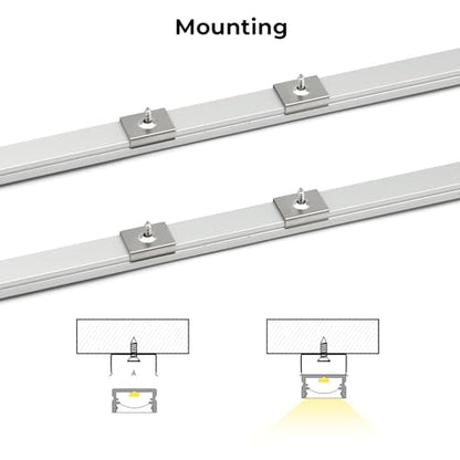 VST 10pack 3.3FT Black U Shape Aluminum Channel with 33FT White Flexibla Diffuser Cover, Seamlessly Connected into a Continuous 33FT Length with Clip and End Caps for LED Lighting - color: Black, size: 3.3ft 10