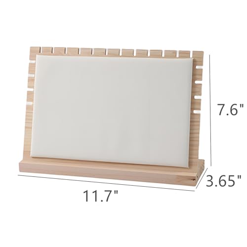 11.7"x7.6" Horizontal Necklace Jewelry Display Stand with Leather Soft Mat Wood Necklace Pendant Tabletop Display Storage Holder for Home Selling Shows - color: White, size: Medium