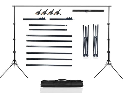 10x6.5ft Adjustable Photo Backdrop Stand Kit Portable Portrait & Studio Photography Backdrops Support with 4 Clamps, Carrying Bag Disassembly Banner Stand - color: 10x6.5ft-stand