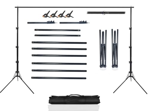 10x6.5ft Adjustable Photo Backdrop Stand Kit Portable Portrait & Studio Photography Backdrops Support with 4 Clamps, Carrying Bag Disassembly Banner Stand - color: 10x6.5ft-stand