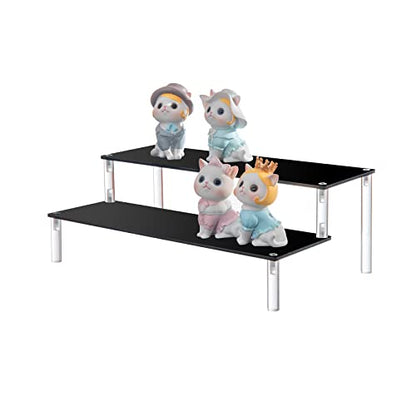 BYCY 2 Pack 2-Tier Black Acrylic Display Stand Display Shelf for Dessert Jewels Figurines, Cupcake Stand - 2 Pack ( 12" * 6.9" * 4.25" ) - color: Black, size: 2 Tier - 2 Pack