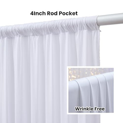 30FTx12FT White Wrinkle-Free Wedding Backdrop Curtain -Silky Washable White Polyester Drapes for Baby Showers, Birthday Parties, Photography, and Wedding Receptions-6 Panels 5FTx12FT - color: White, size: W5' X H12'(6 Panels)