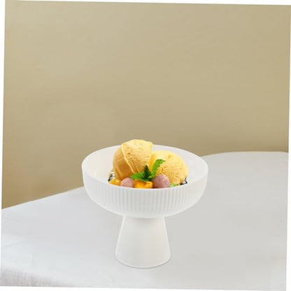 ABOOFAN Nordic Style Ceramic Dessert Bowl White Multi Function Food Serving Bowl for Ice Cream Fruit Salad Creative Design for Parties Family Gatherings Restaurants Photo Props