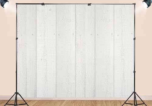 8X8ft Fabric White Painted Wood Plank Backdrop Clean Bright Background for Farmhouse Baby Shower Party Decorations Wall Hanging Tapestry Photo Studio Props - size: 8X8ft